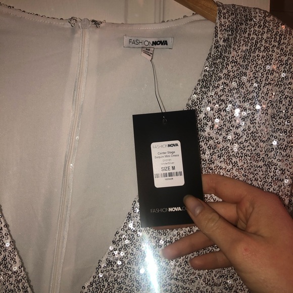 FASHION NOVA Silver Sequin Dress - Picture 3 of 5